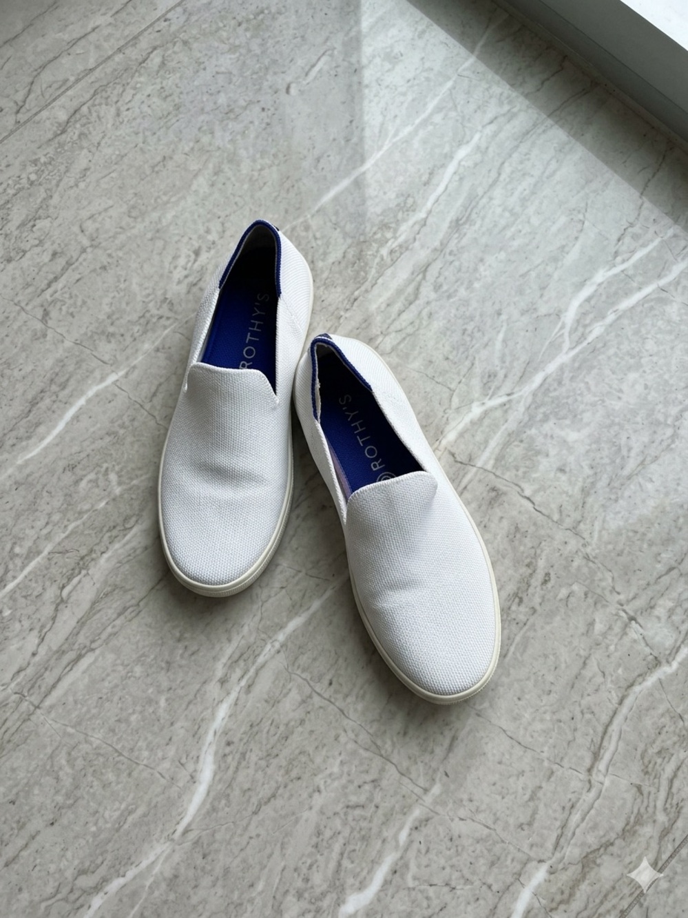 Rothy's Men's White Slip-On Loafers with Navy Insole